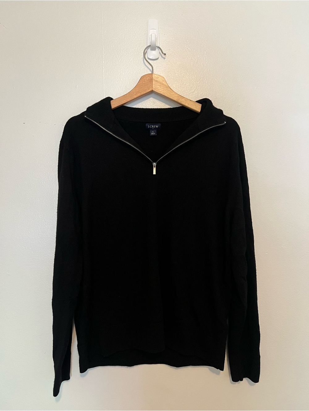 J. Crew Men's Black Zip-Front Hoodie Sweater